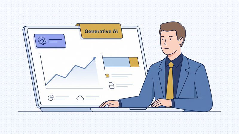 Search Console generative AI report open on a laptop, showing AI Overview impressions